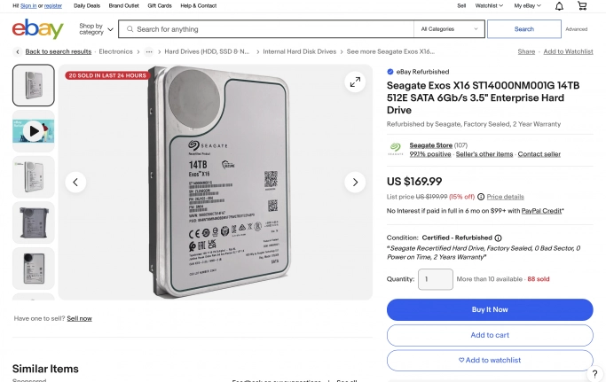 Seagate открывает магазин на eBay для продажи восстановленных жестких дисков. Рис. 1