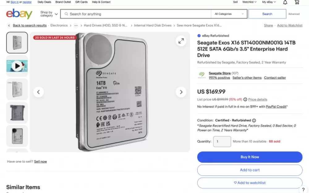 Seagate открывает магазин на eBay для продажи восстановленных жестких дисков. Рис. 1