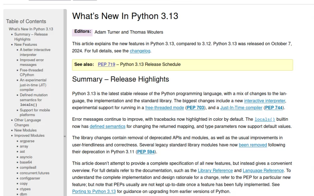 Релиз Python 3.13