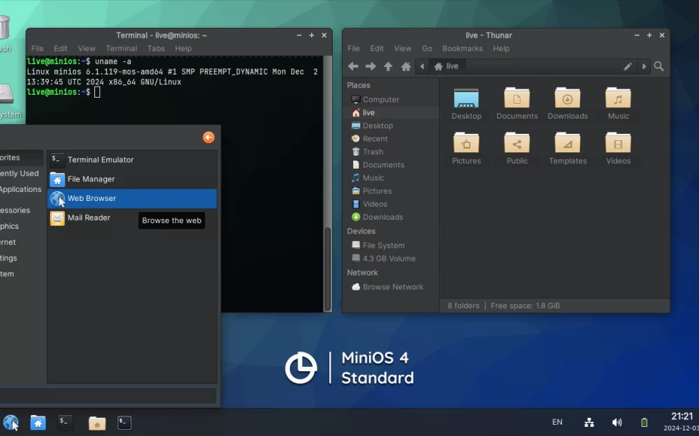 Релиз дистрибутива для съёмных носителей MiniOS 4.0