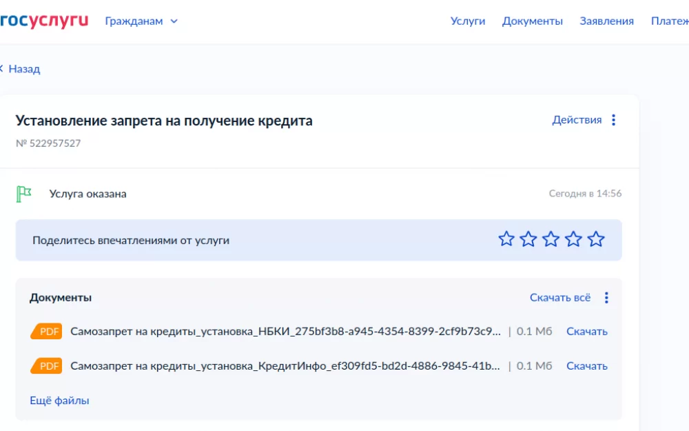 Минцифры: за двое суток сервисом по самозапрету на кредиты через «Госуслуги» воспользовались 1,7 млн граждан