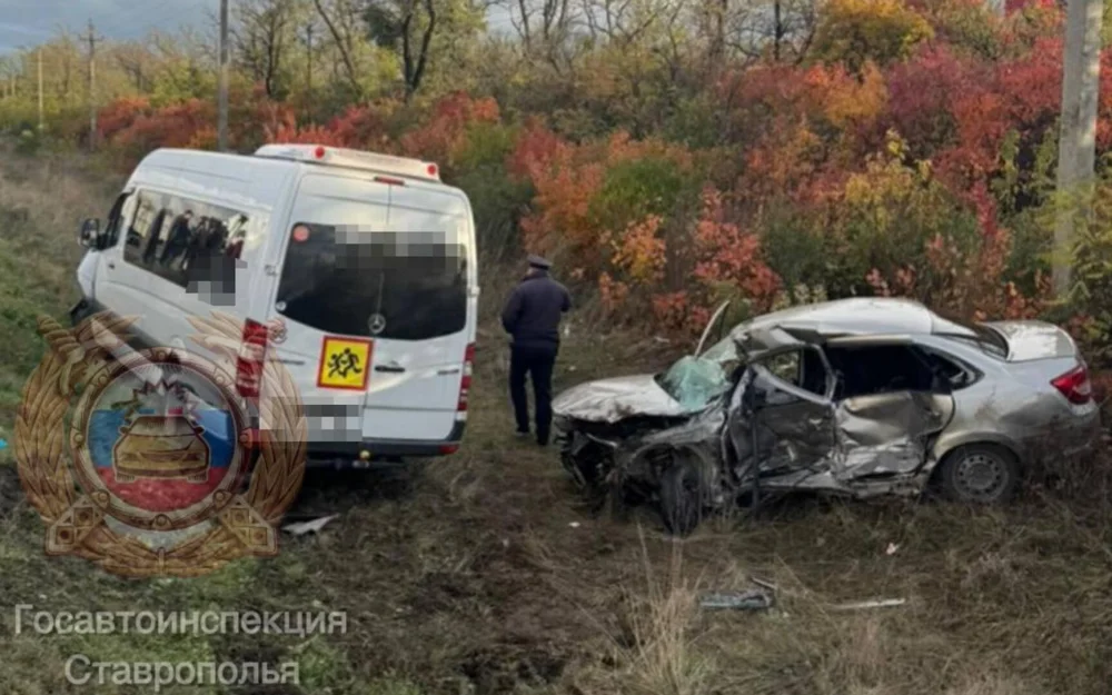 Семь детей отправили в больницу после ДТП с микроавтобусом на Ставрополье