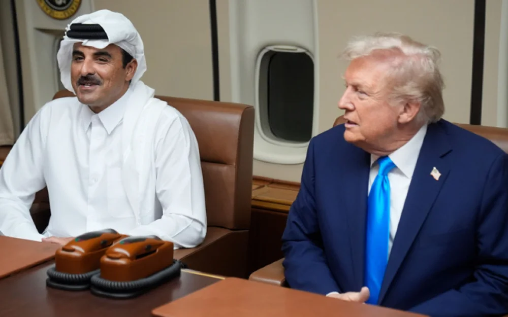 Трамп встречается с эмиром Катара на борту своего самолета