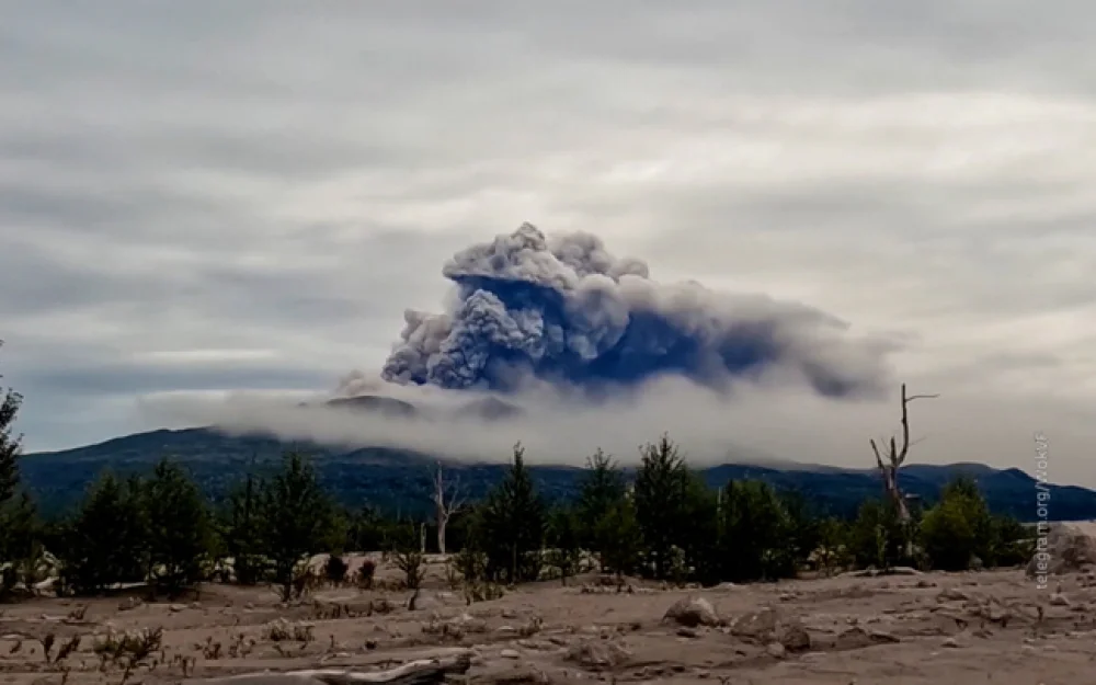 Пепел над камчатским вулканом Шивелуч поднялся на 3 км